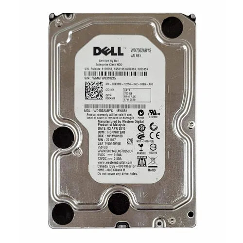 00KXM9 Dell 750GB 7200RPM SATA 3Gb/s 32MB Cache 3.5-Inch Hard Drive