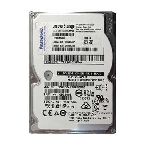 00MM700 Lenovo 600GB 10000RPM SAS 6Gb/s Hot-Swappable 2.5-Inch Hard Drive
