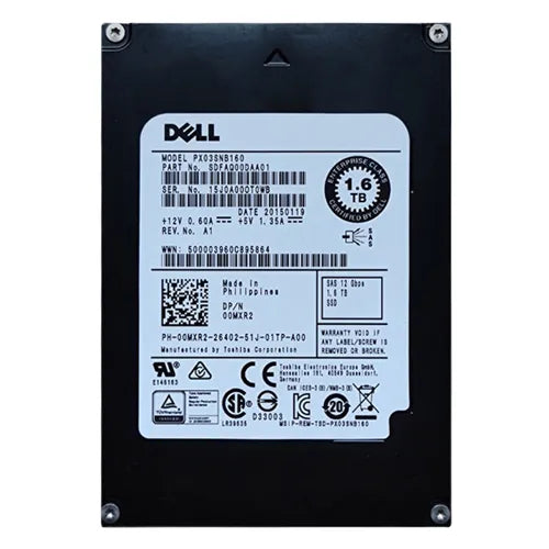 00MXR2 Dell 1.6TB Multi-Level Cell SAS 12Gb/s Hot-Pluggable 2.5-Inch Solid State Drive for PowerEdge Servers