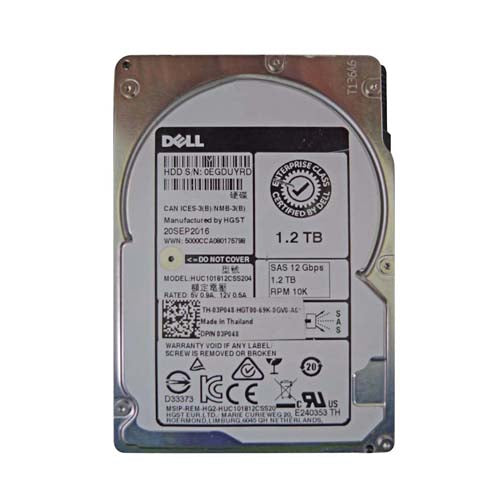 03P048 Dell 1.2TB 10000RPM SAS 12Gb/s Hot-Pluggable 64MB Cache 2.5-Inch Hard Drive with Tray for PowerEdge Server & PowerVault Storage Array