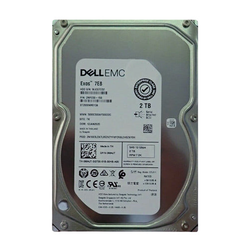 0684JT Dell 2TB 7200RPM SAS 12Gb/s Hot-Pluggable (512n) 3.5-Inch Nearline Hard Drive with Tray for PowerEdge Server & PowerVault Storage Array