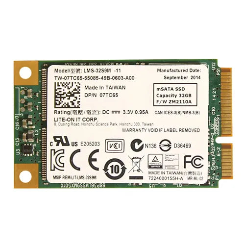07TC65 Dell 32GB SATA 6Gb/s mSATA 1.8-Inch Solid State Drive