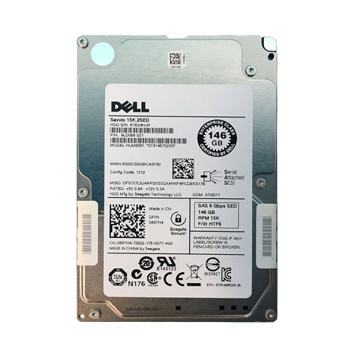 089TH4 Dell 146GB 15000RPM SAS 6Gb/s Hot-Pluggable (512n) 2.5-Inch Hard Drive with Tray for PowerEdge Server