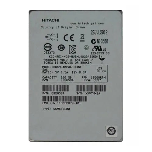 0B26584 Hitachi Ultrastar SSD400M Series 200GB Multi-Level Cell SAS 6Gb/s 2.5-Inch Solid State Drive