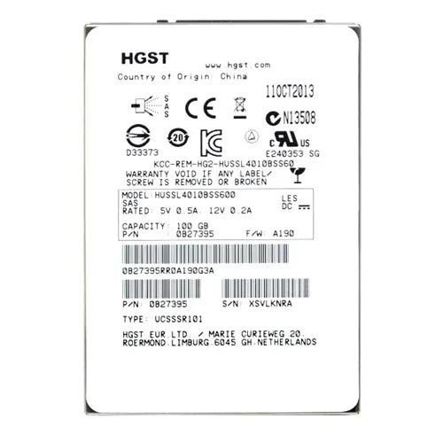 0B27395 HGST Ultrastar SSD400S.B Series 100GB Single-Level Cell NAND Flash SAS 6Gb/s 2.5-inch Solid State Drive