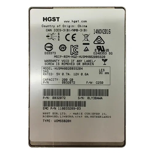 0B32072 Hitachi 200GB Enterprise Multi-Level Cell SAS 12Gb/s 2.5-Inch Solid State Drive