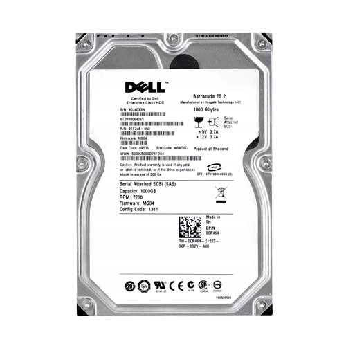 0CP464 Dell 1TB 7200RPM SAS 3Gb/s Hot-Pluggable 3.5-Inch Hard Drive with Tray for PowerEdge Servers