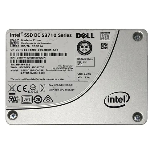 0DPD14 Dell 800GB Multi-Level Cell SATA 6Gb/s Write Intensive 2.5-Inch Solid State Drive for PowerEdge Servers