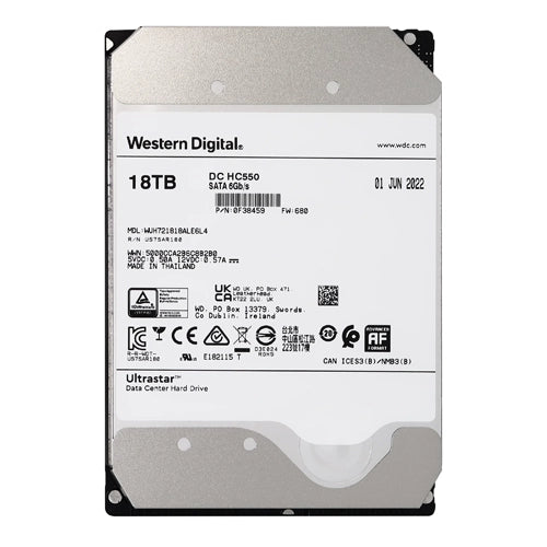0F38459 Western Digital Ultrastar DC HC550 18TB 7200RPM SATA 6Gb/s 512MB Cache (512) 3.5-Inch Hard Drive
