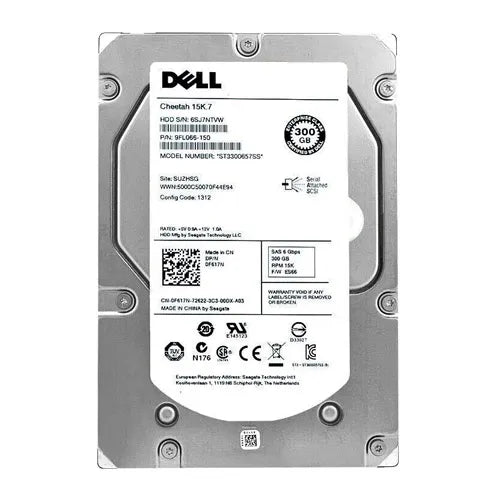 0F617N Dell 300GB 15000RPM SAS 6Gb/s 16MB Cache 3.5-Inch Hard Drive for PowerEdge Storage Array
