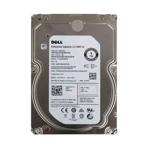 0GWD7D Dell 1TB 7200RPM SAS 12Gb/s Hot-Swappable 128MB Cache 3.5-Inch Nearline Hard Drive with Tray for PowerEdge Servers