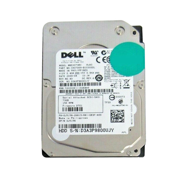 0J515N Dell 73GB 15000RPM SAS 6Gb/s 16MB Cache 2.5-Inch Hard Drive