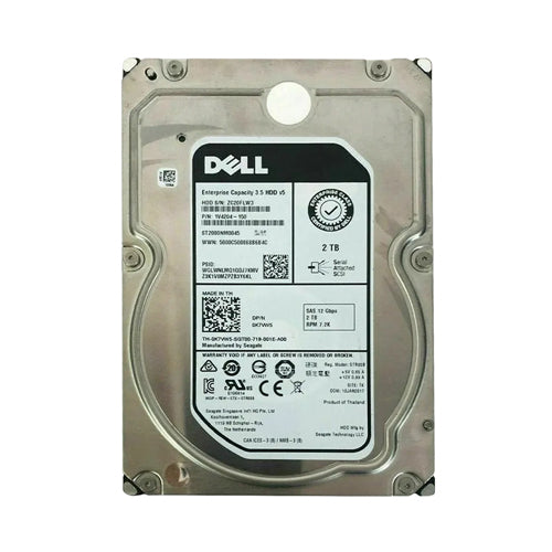 0K7VW5 Dell 2TB 7200RPM SAS 12Gb/s Hot-Swappable 128MB Cache 3.5-Inch Nearline Hard Drive with Tray for PowerEdge Server & PowerVault Storage Array