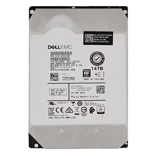 0K9CD3 Dell 14TB 7200RPM SAS 12Gb/s Hot-Pluggable 512MB Cache (512e) 3.5-Inch Nearline Hard Drive for PowerEdge Servers
