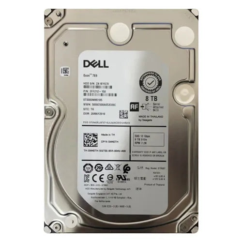0M40TH Dell 8TB 7200RPM SAS 12Gb/s Hot-Pluggable (512e) 3.5-Inch Hard Drive with Tray for PowerEdge Server & PowerVault Storage Array