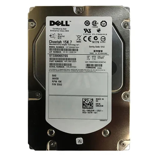 0M525M Dell 300GB 15000RPM SAS 6Gb/s 16MB Cache 3.5-Inch Hard Drive for PowerEdge Storage Array