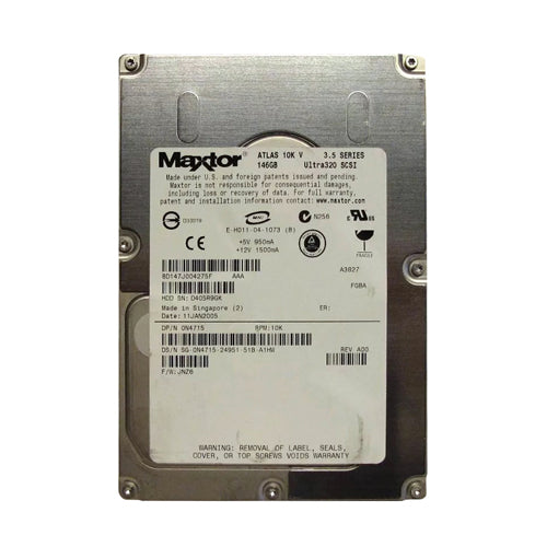 0N4715 Dell 146GB 10000RPM Ultra320 SCSI Hot-Pluggable 8MB Cache 3.5-Inch Hard Drive with Tray for PowerEdge Server & PowerVault Storage Array