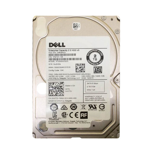 0V07TD Dell 2TB 7200RPM SATA 6Gb/s Hot-Pluggable (512e) 2.5-Inch Hard Drive for PowerEdge Servers