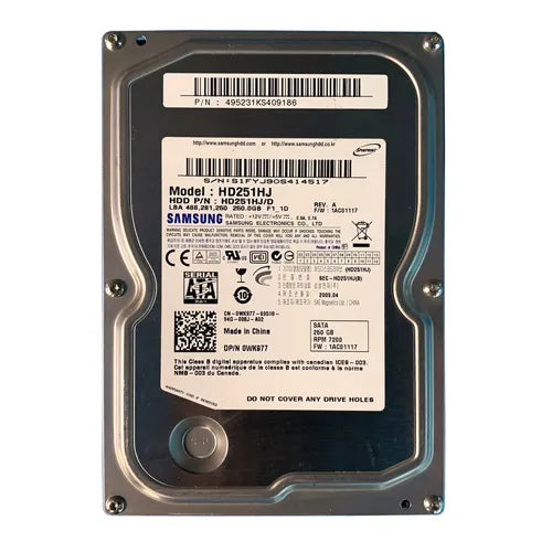 0WK977 Dell 250GB 7200RPM SATA 8MB Cache 3.5-Inch Hard Drive