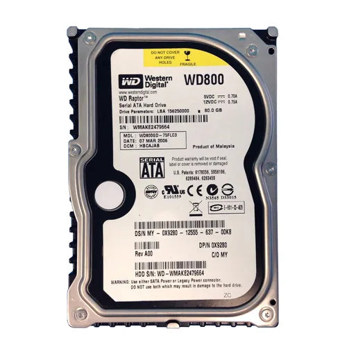 0X9280 Dell 80GB 10000RPM SATA 1.5Gb/s 8MB Cache 3.5-Inch Hard Drive