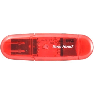 CR3200MSDRED Gear Head USB 2.0 Digital Micro SD Card Reader Red (Refurbished)