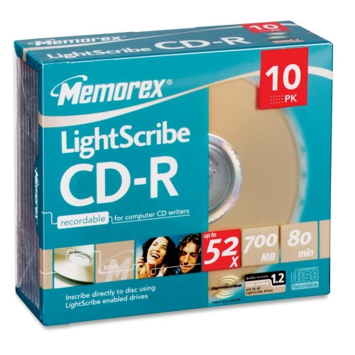 32024731 Imation Memorex 700MB 52x Lightscribe CD-R Optical Media (10-Pack)