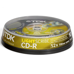CD-R80LSW10 TDK 700MB 52x CD-R Optocal Media (10-Pack)