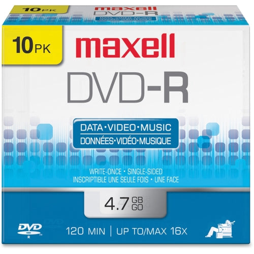 638004 Maxell 4.7GB 16x DVD-R Optical Media (10-Pack)