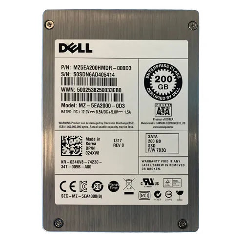 24XV8 Dell 200GB Multi-Level Cell SATA 3Gb/s Hot-Pluggable 2.5-Inch Solid State Drive for PowerEdge Servers