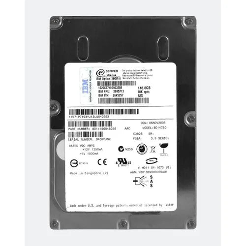 26K5713 IBM 146.8GB 10000RPM SAS 3Gb/s Hot Swappable 8MB Cache 3.5-Inch Hard Drive