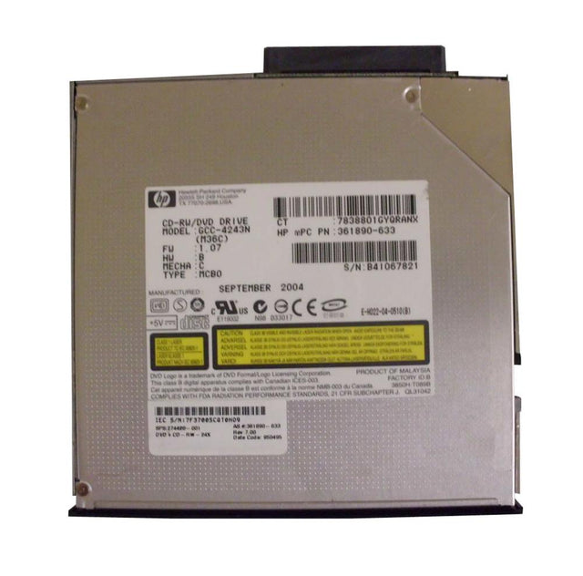 274420-001 HP 24x/8x DVD/CD-RW IDE SlimLine Multibay Combo Optical Drive froPavilion NC6000/ZV5000 Series Notebooks