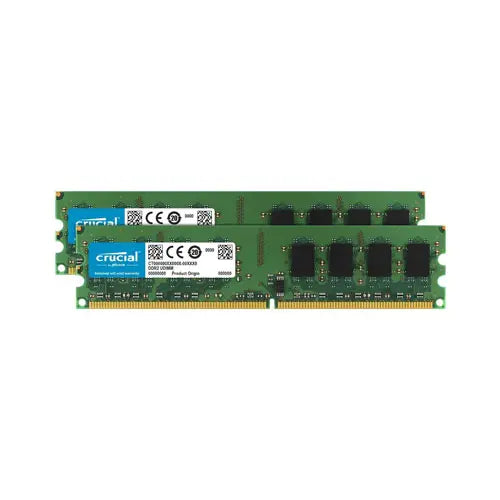 CT2KIT25672AA80EA - Crucial Technology 4GB Kit (2 X 2GB) DDR2-800MHz PC2-6400 ECC Unbuffered CL6 240-Pin DIMM 1.8V Memory