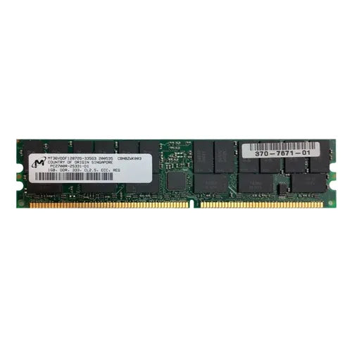 370-7671 Sun 1GB DDR-266MHz PC2100 ECC Registered RDIMM CL2.5 1Rx4 2.5V 184-Pin Memory Module