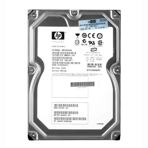 370794-001 HP 500GB 7200RPM Fibre Channel 2Gb/s 8MB Cache Hot-Pluggable Dual Port 3.5-inch Hard Drive with Tray for StorageWorks EVA