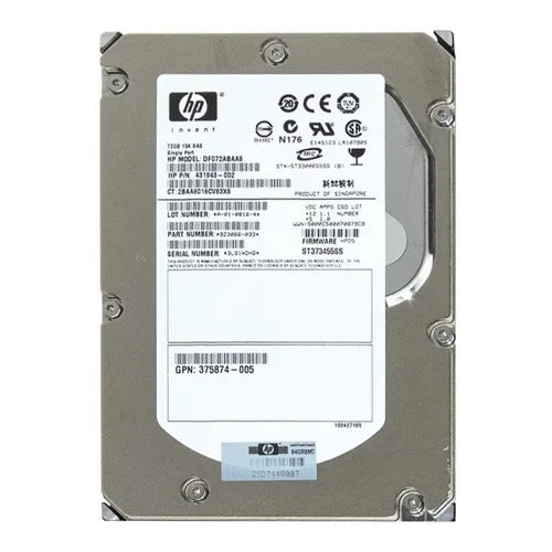 375874-005 HP 72.8GB 15000RPM SAS 3Gb/s Hot Pluggable Dual Port 3.5-Inch Hard Drive