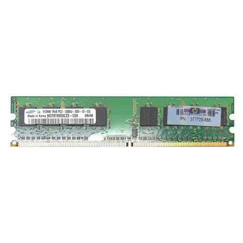 377725-888 HP 512MB DDR2-667MHz PC2-5300 Non-ECC Unbuffered UDIMM CL5 1Rx8 1.8V 240-Pin Memory Module