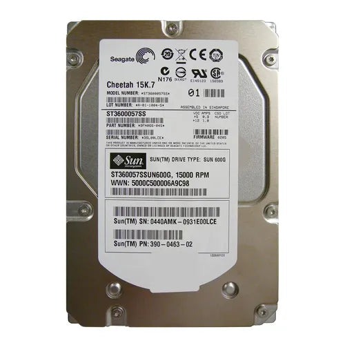 390-0463 Sun 600GB 15000RPM SAS 6Gb/s Hot-Pluggable 16MB Cache 3.5-Inch Hard Drive