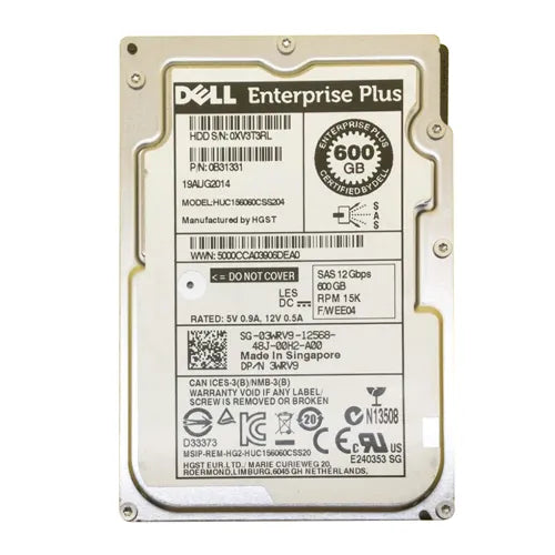 3WRV9 Dell 600GB 15000RPM SAS 12Gb/s Hot-Pluggable 2.5-Inch Hard Drive with Tray for PowerEdge Servers