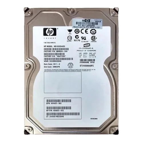 404403-002 HP 1TB 7200RPM Fibre Channel 4Gb/s Hot-Pluggable Dual Port 3.5-inch Hard Drive for StorageWorks EVA 4000