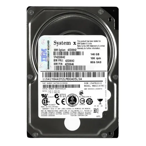 42D0646 IBM 146GB 10000RPM SAS 6Gb/s Hot Swappable 2.5-Inch Hard Drive