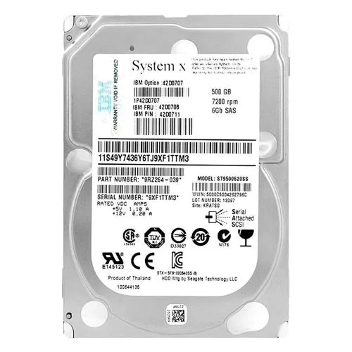 42D0711 IBM 500GB 2.5-inch SAS 7200RPM 6Gb/s HS Hard Drive