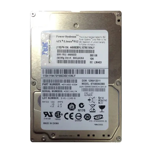 44V6833 IBM 300GB 10000RPM SAS 6Gb/s Hot-Swappable 16MB Cache 2.5-Inch Hard Drive