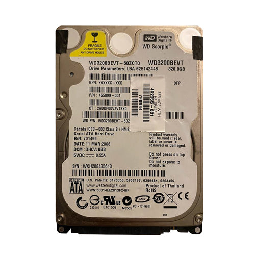 462355-001 HP 320GB 5400RPM SATA 3Gb/s 8MB Cache 2.5-inch Hard Drive