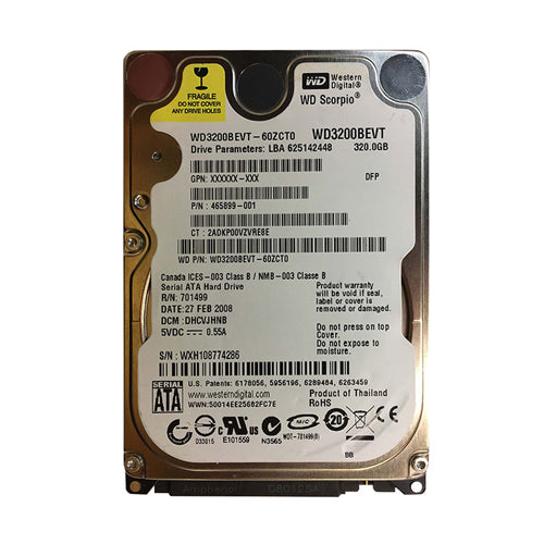 465899-001 HP 320GB 5400RPM SATA 3Gb/s Hot Swappable 8MB Cache 2.5-Inch Hard Drive