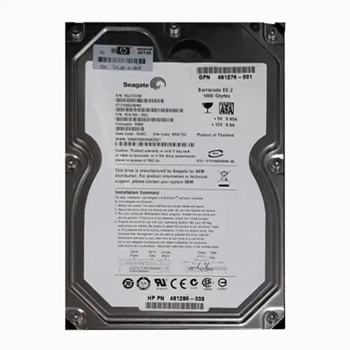 481286-003 HP 1TB 7200RPM SATA 3Gb/s 32MB Cache Hot-Pluggable Dual Port 3.5-inch Midline Hard Drive with Tray for MSA2 StorageWorks