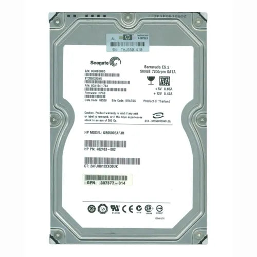 482483-002 HP 500GB 7200RPM SATA 3Gb/s NCQ LFF Hot-Pluggable 3.5-inch Midline Hard Drive with Tray for Gen1 to Gen7 ProLiant Server