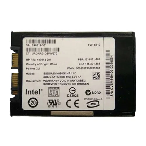 487612-001 HP 80GB Multi-Level Cell uSATA 1.8-Inch Solid State Drive
