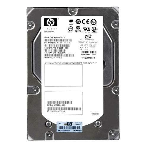 495276-003 HP 600GB 10000RPM Fibre Channel 2Gb/s Hot-Swappable 40-Pin 3.5-inch Hard Drive with Tray for StorageWorks
