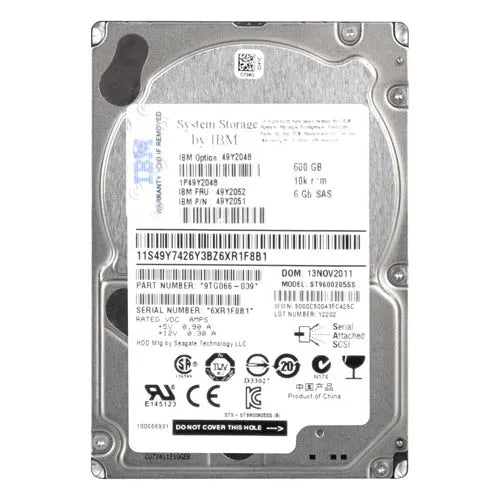 49Y2051 IBM 600GB 10000RPM SAS 6Gb/s Hot Swappable 2.5-Inch Hard Drive