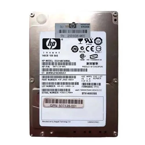 507119-001 HP 146GB 10000RPM SAS 6Gb/s SFF Hot-Pluggable Dual Port 2.5-inch Hard Drive with Tray for Gen1 to Gen7 ProLiant Server